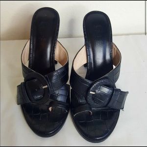 RAYE Black One Toe Mules